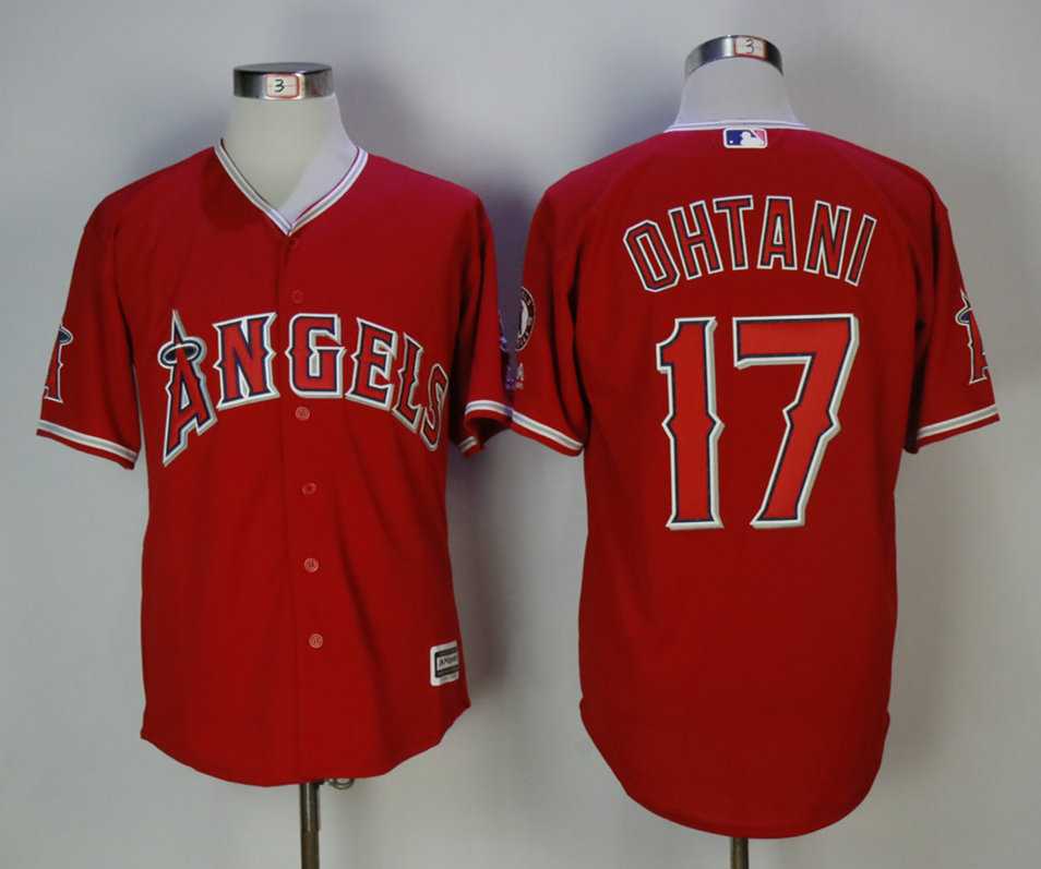 Angels 17 Shohei Ohtani Red Cool Base baseball Jerseys
